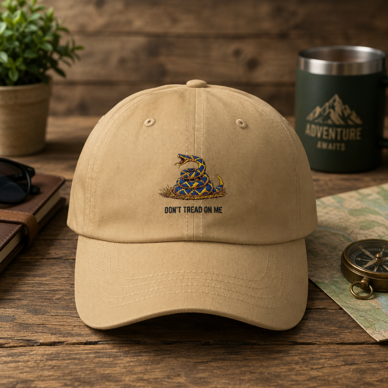 Blue and Gold Gadsden Snake "Don't Tread On Me" - Classic Embroidered Baseball Hat