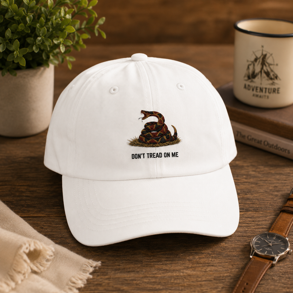 Black and Gold 'Don't Tread On Me' Gadsden Snake Embroidered Baseball Hat