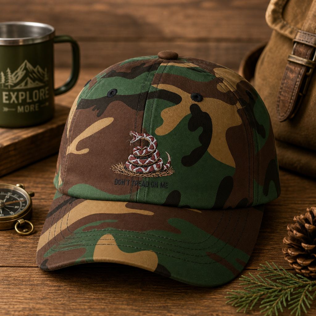 Orange and White Gadsden Flag 'Don't Tread On Me' Embroidered Snake Hat