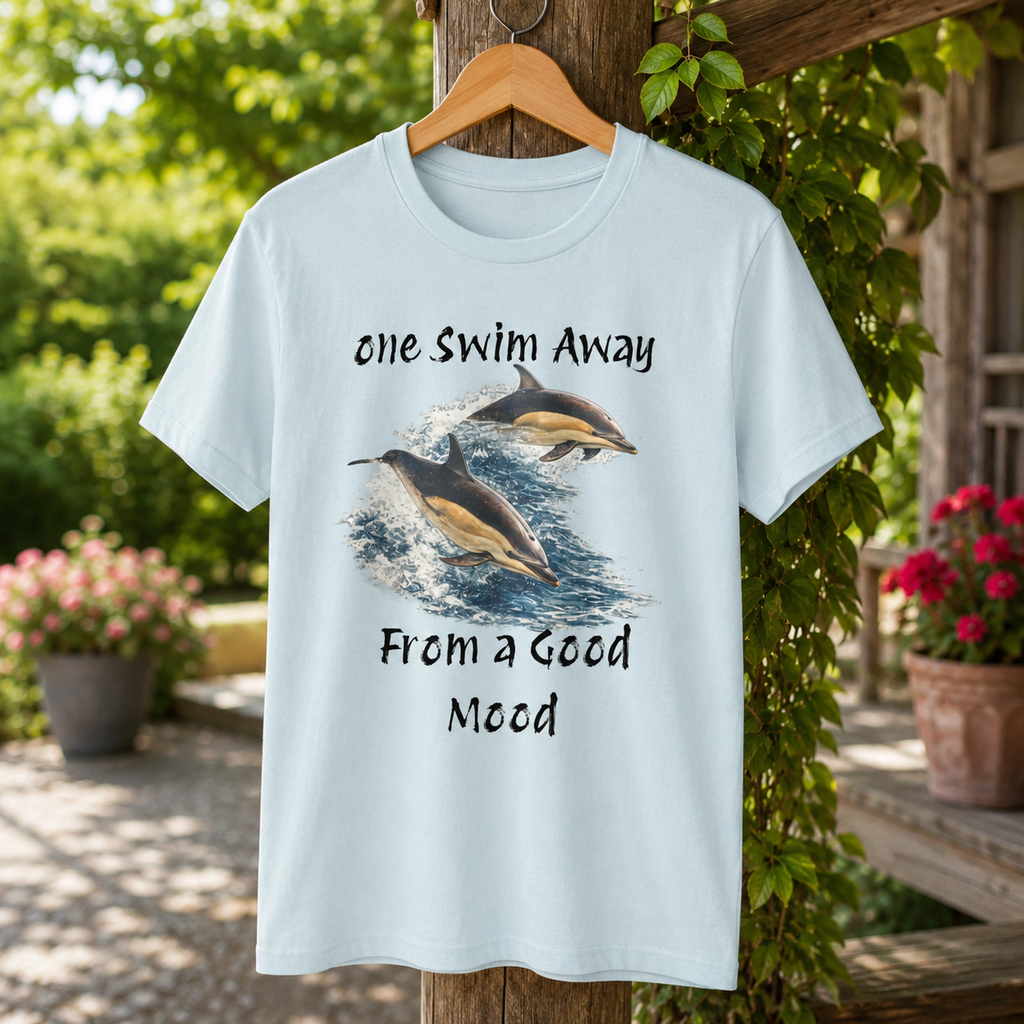 One Swim Away From a Good Mood- Dolphin Relaxed Beach Tee
