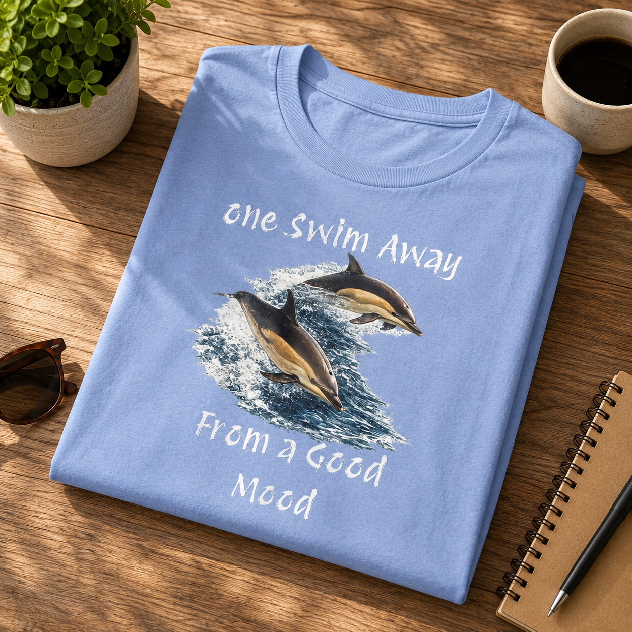 One Swim Away From a Good Mood- Dolphin Relaxed Beach Tee