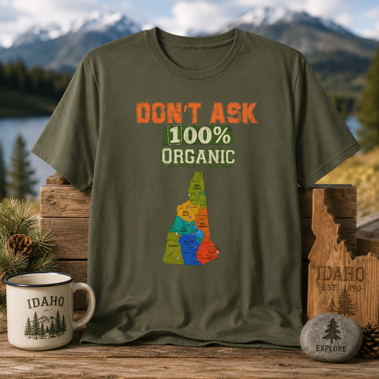 Don't Ask 100% Organic Idaho T-Shirt — Funny State Pride Tee