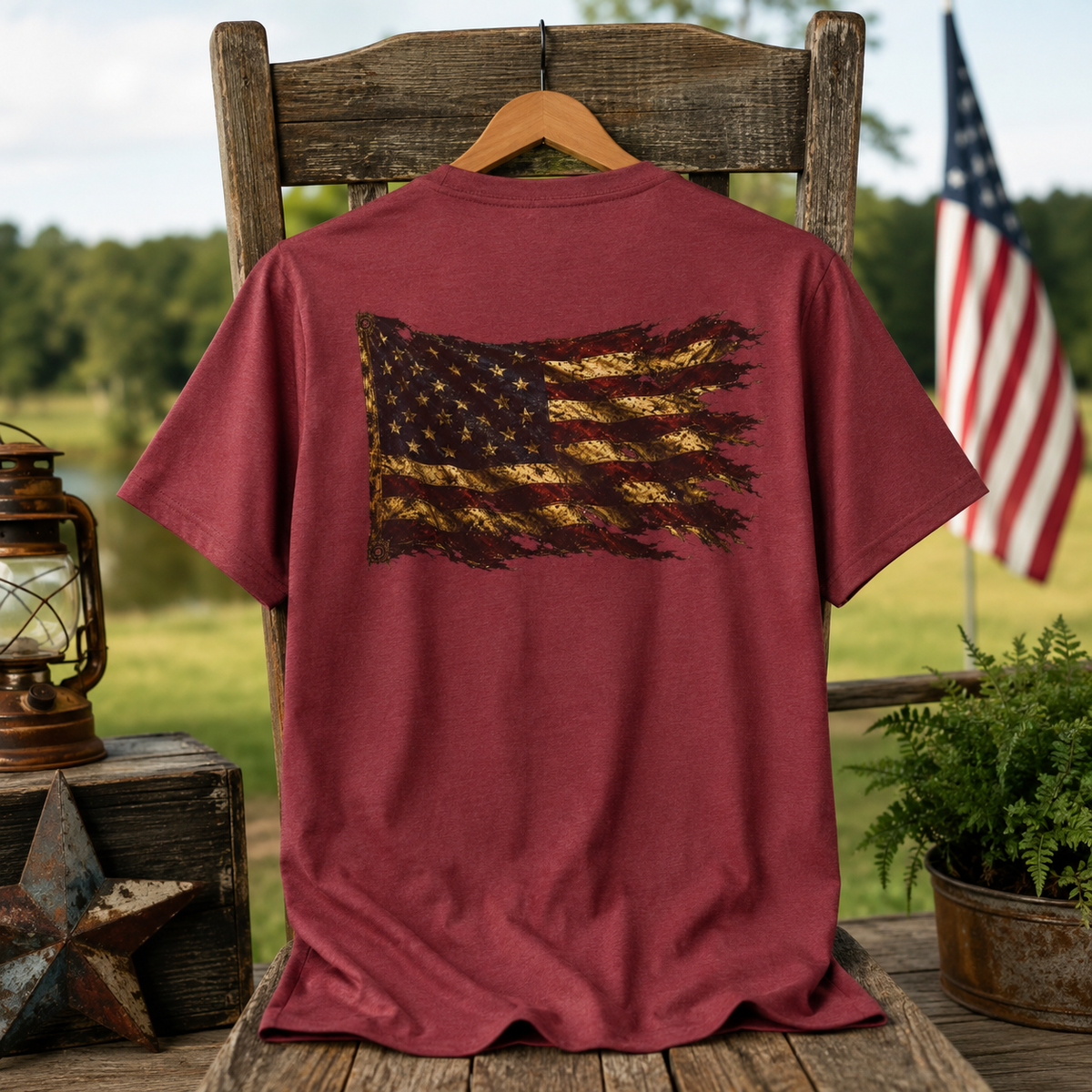 Don't Tread On Me T-Shirt — Distressed American Flag & Snake Patriotic Tee