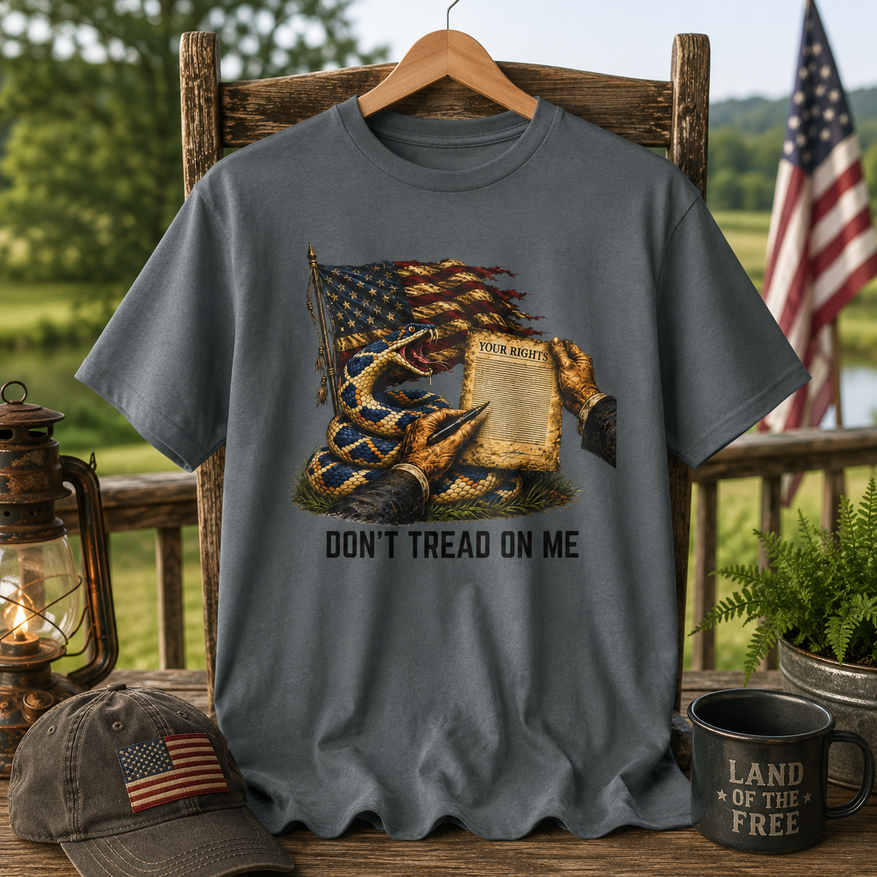 Don't Tread On Me T-Shirt - Flag & Constitution Graphic