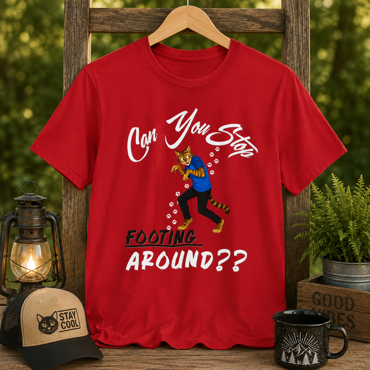 Can You Stop "P" Footing Around??” — Funny Paw Print Tee