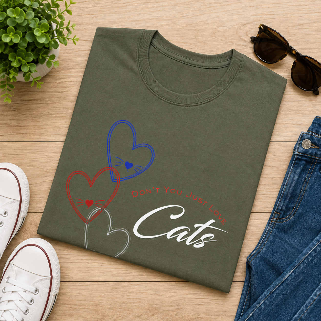 Don't You Just Love Cats? -Cat Lover Heart Graphic Tee
