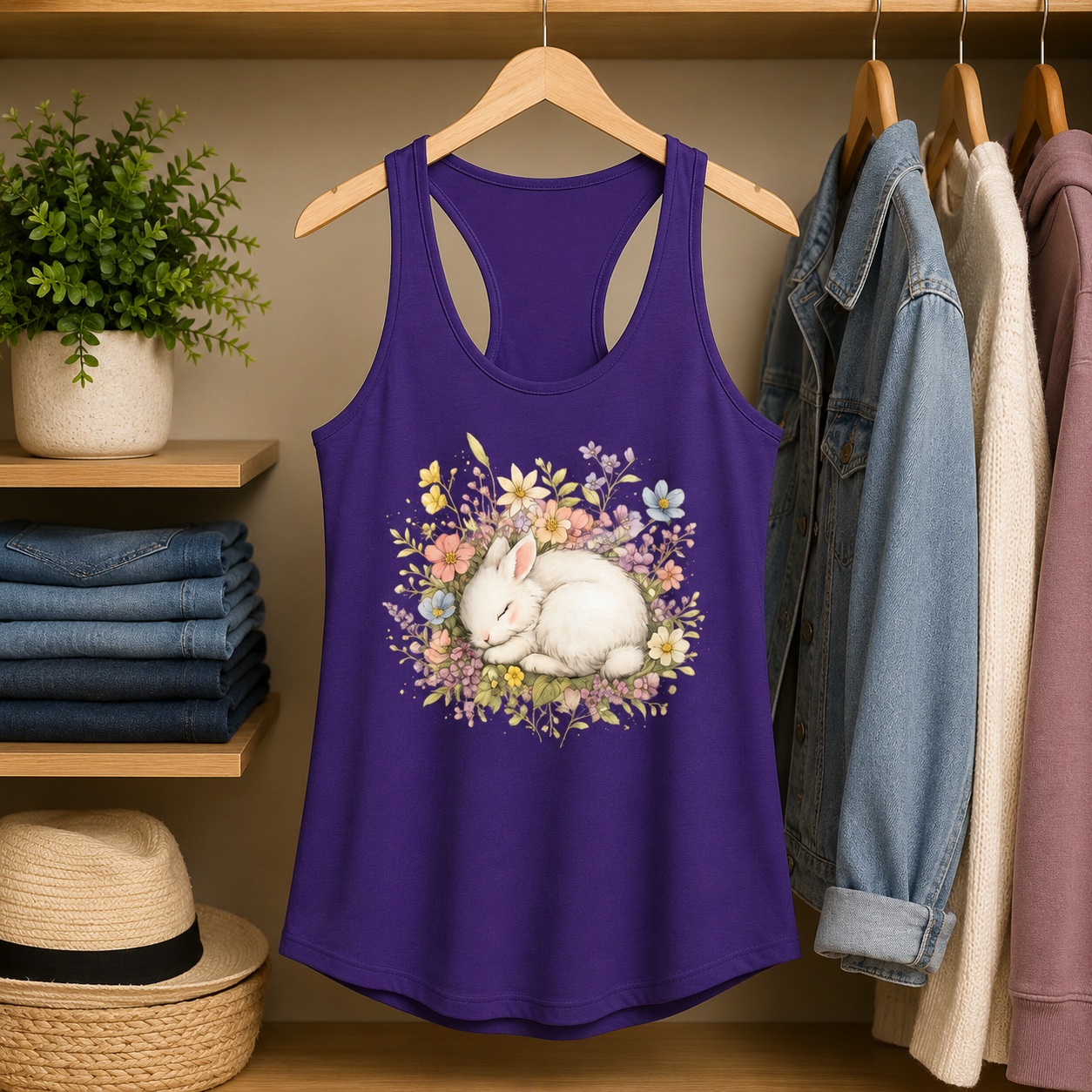 Women's Cute Bunny Ideal Racerback Tank