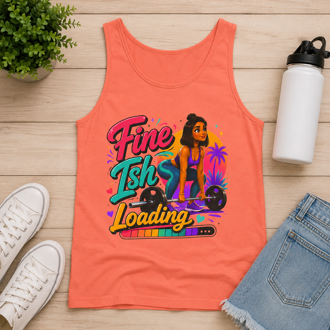 Fine Ish Loading  Tank Top — Retro Beach Vibe Graphic Tank