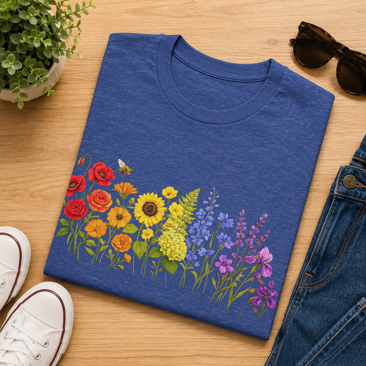 Wildflower Row Floral Garden Graphic T-Shirt