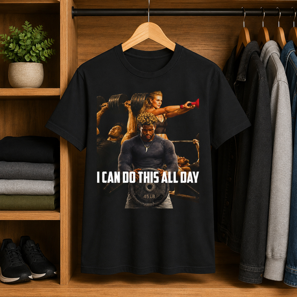 Workout T-Shirt — "I Can Do This All Day" Motivational Gym Tee