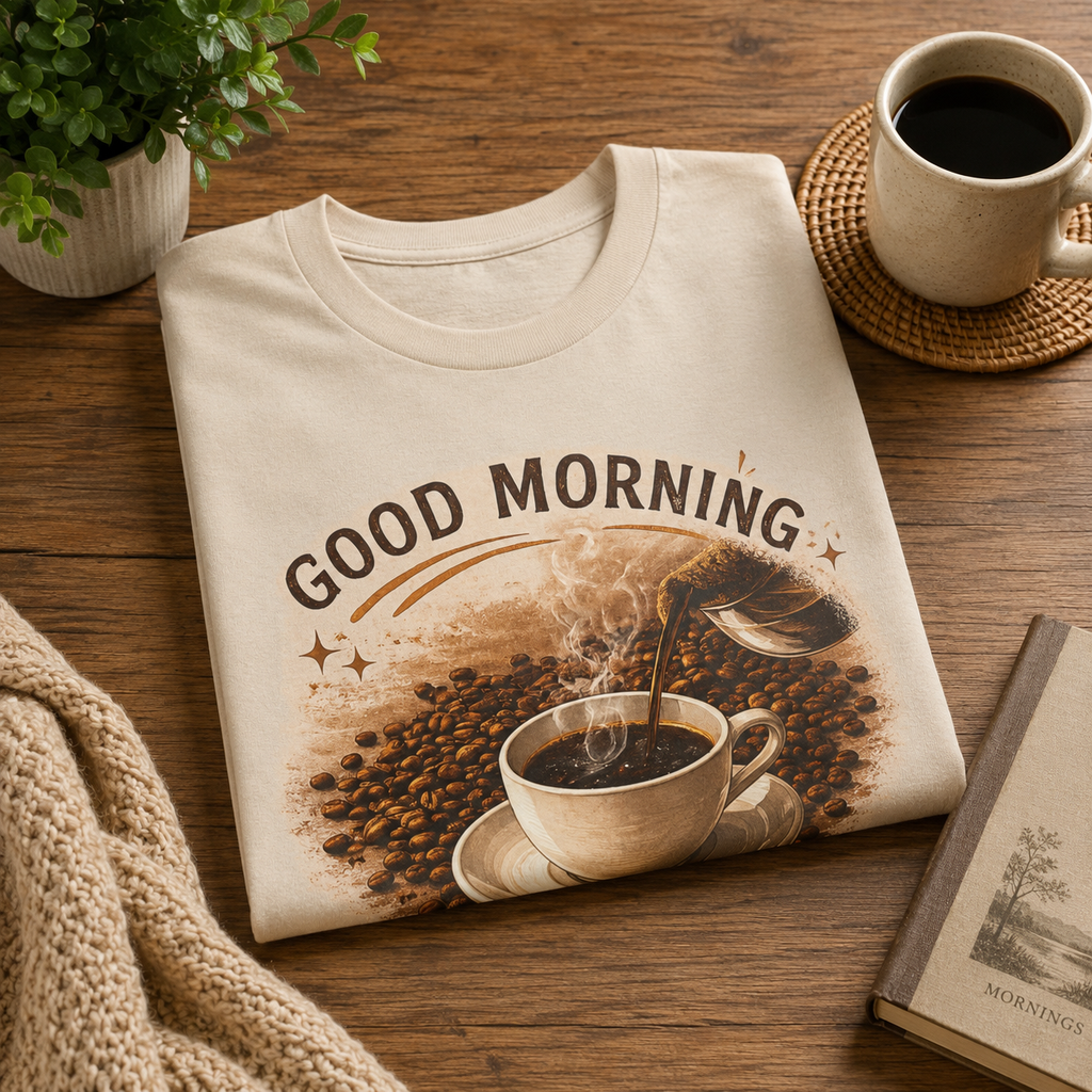Good Morning' Rise & Shine Vintage Coffee T-Shirt