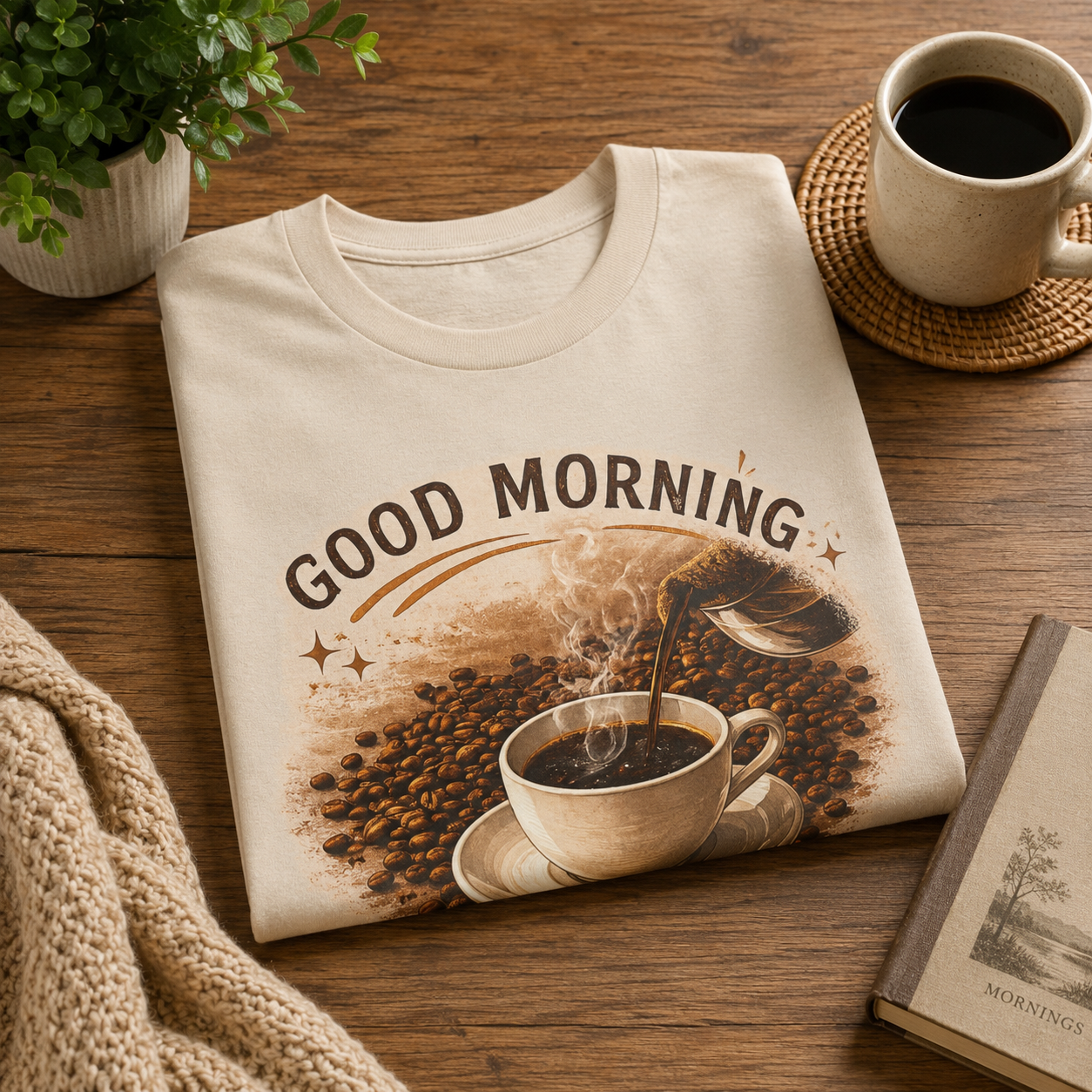 Good Morning' Rise & Shine Vintage Coffee T-Shirt