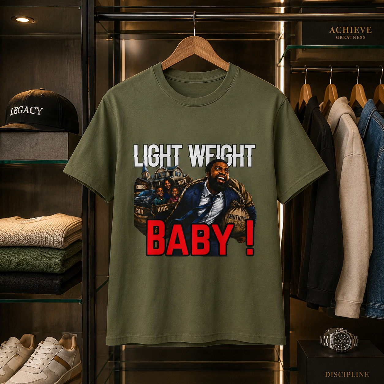 "Light Weight Baby" T‑Shirt – Father Graphic Tee