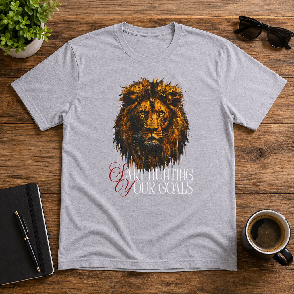 'Start Hunting Your Goals' Inspirational Lion Graphic Tee
