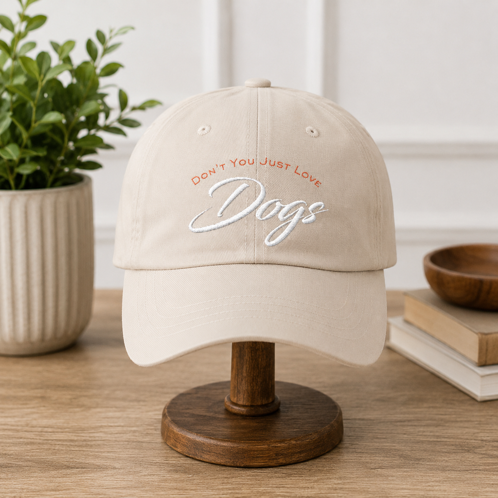 "Don't You Just Love Dogs" Embroidered Paw Print Hat