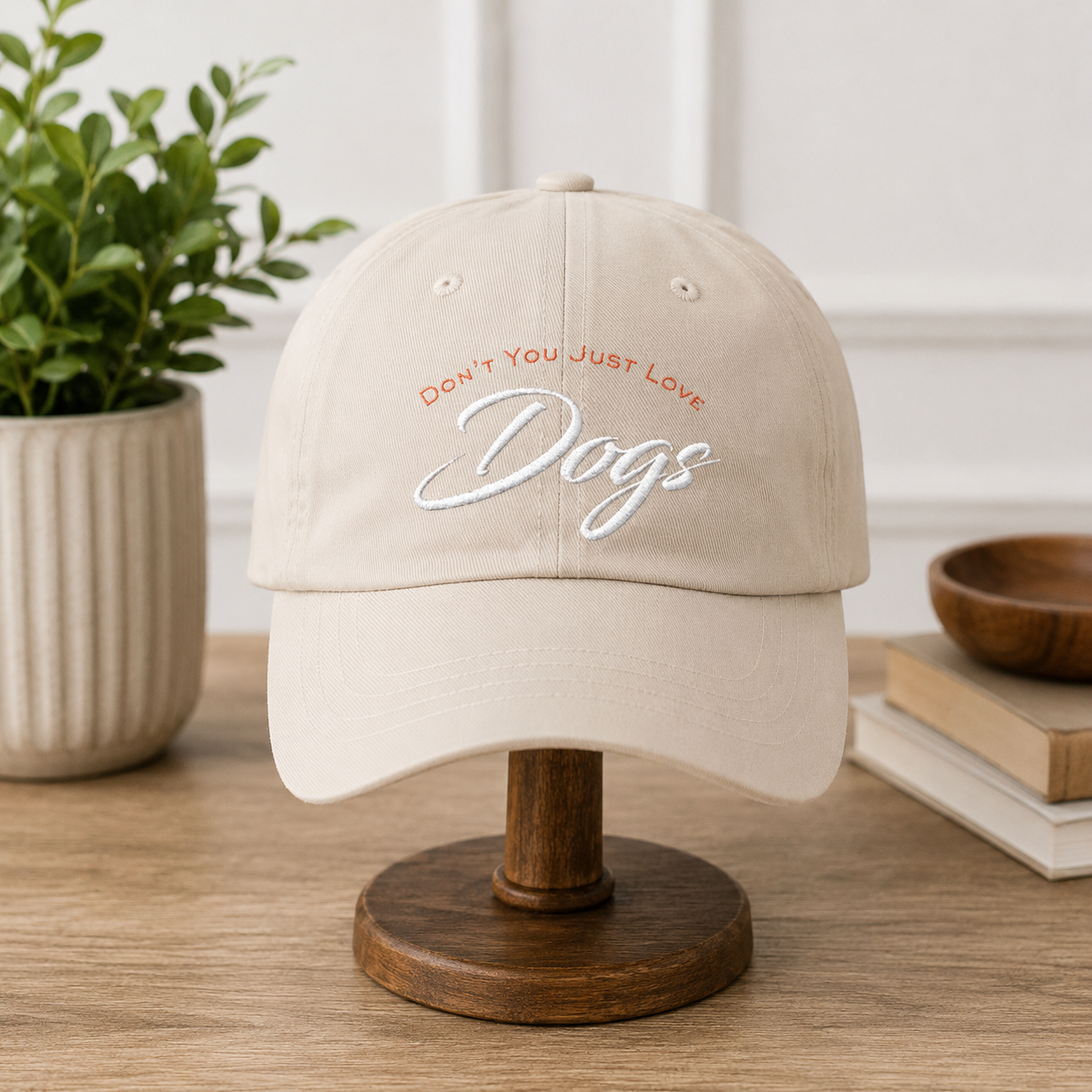 "Don't You Just Love Dogs" Embroidered Paw Print Hat