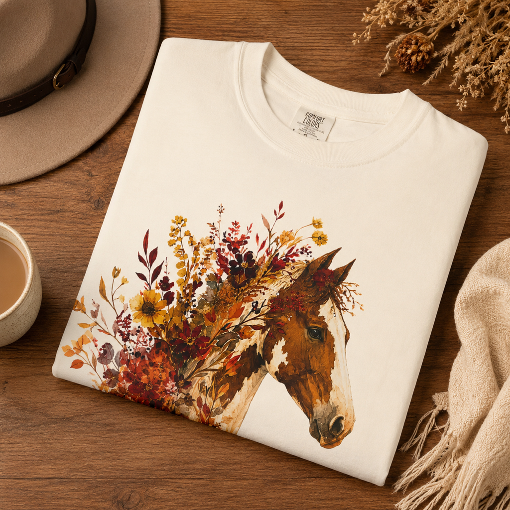 Autumn Sunflower Horse Head Tee