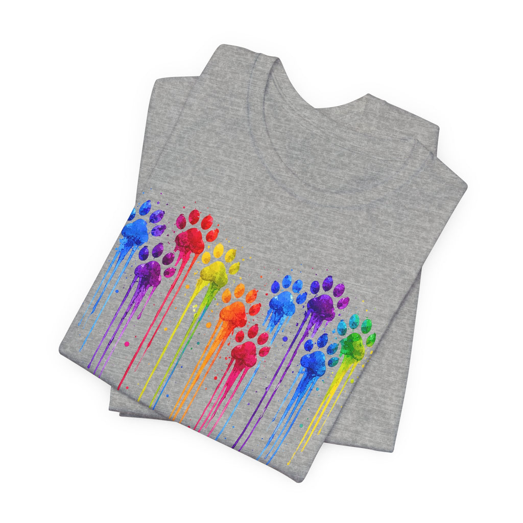 Colorful Heart Rainbow Paw Drip T-Shirt