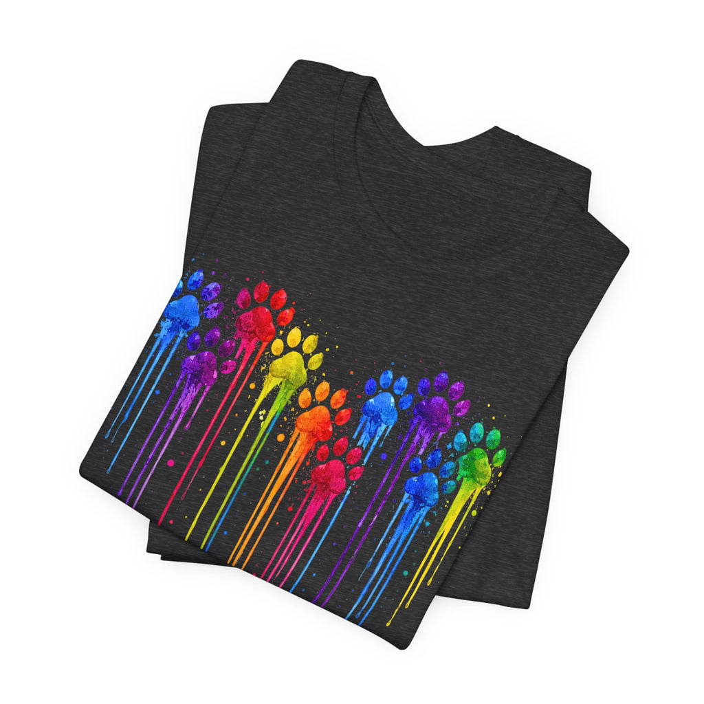 Colorful Heart Rainbow Paw Drip T-Shirt