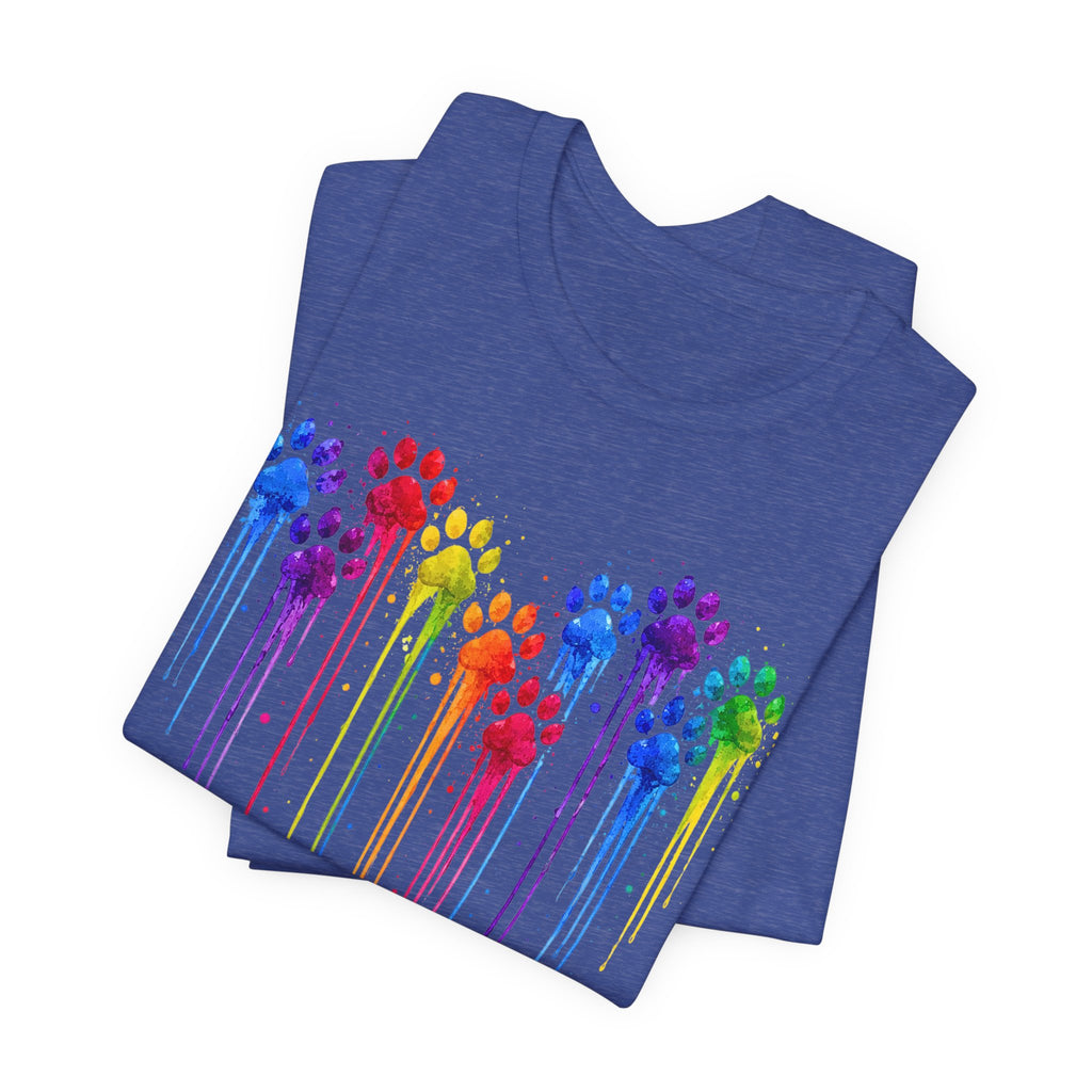 Colorful Heart Rainbow Paw Drip T-Shirt