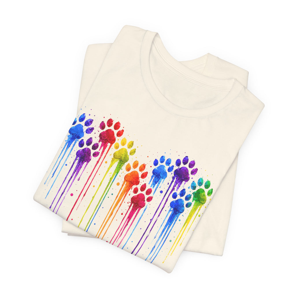 Colorful Heart Rainbow Paw Drip T-Shirt