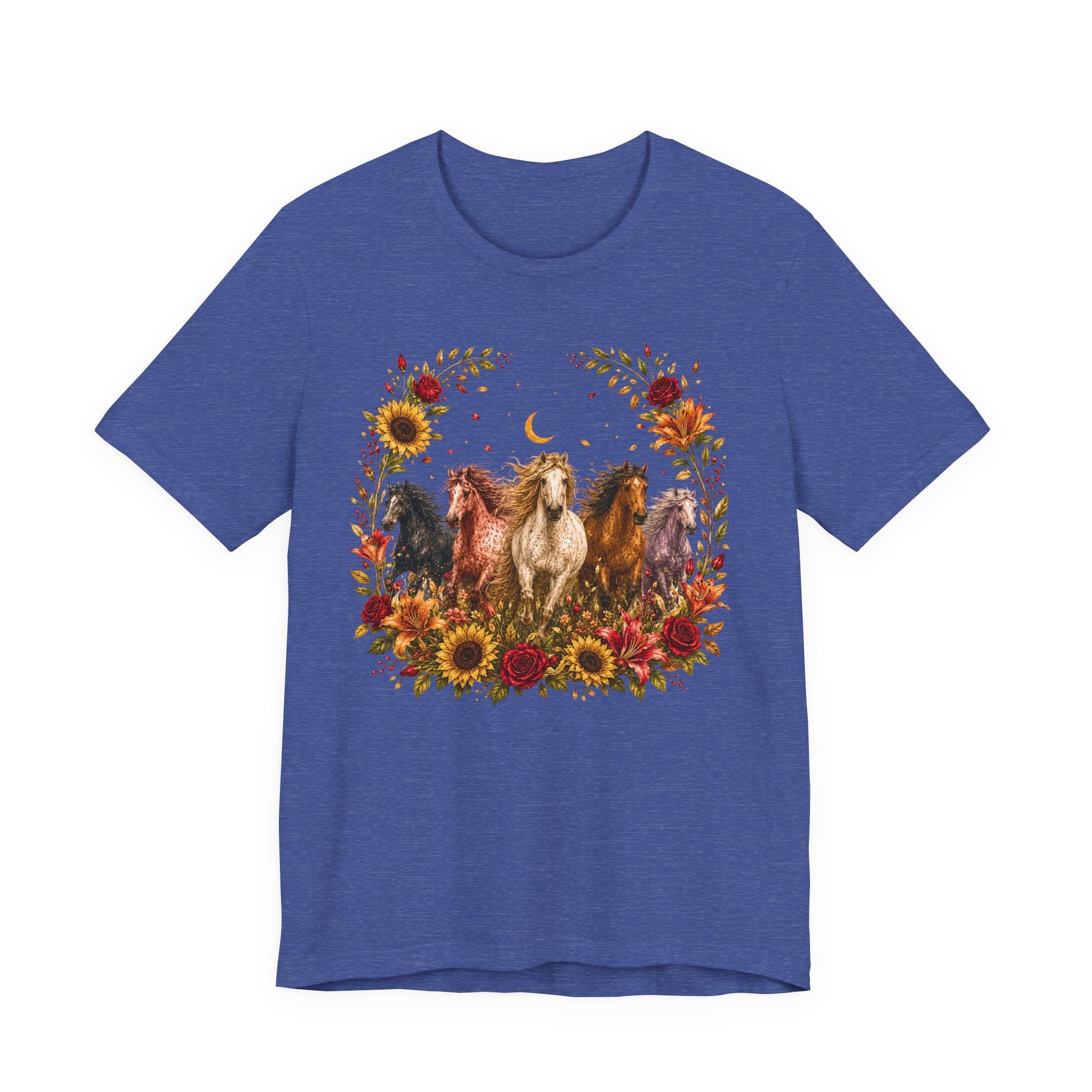 Sunflower Autumn Floral Horses T-Shirt