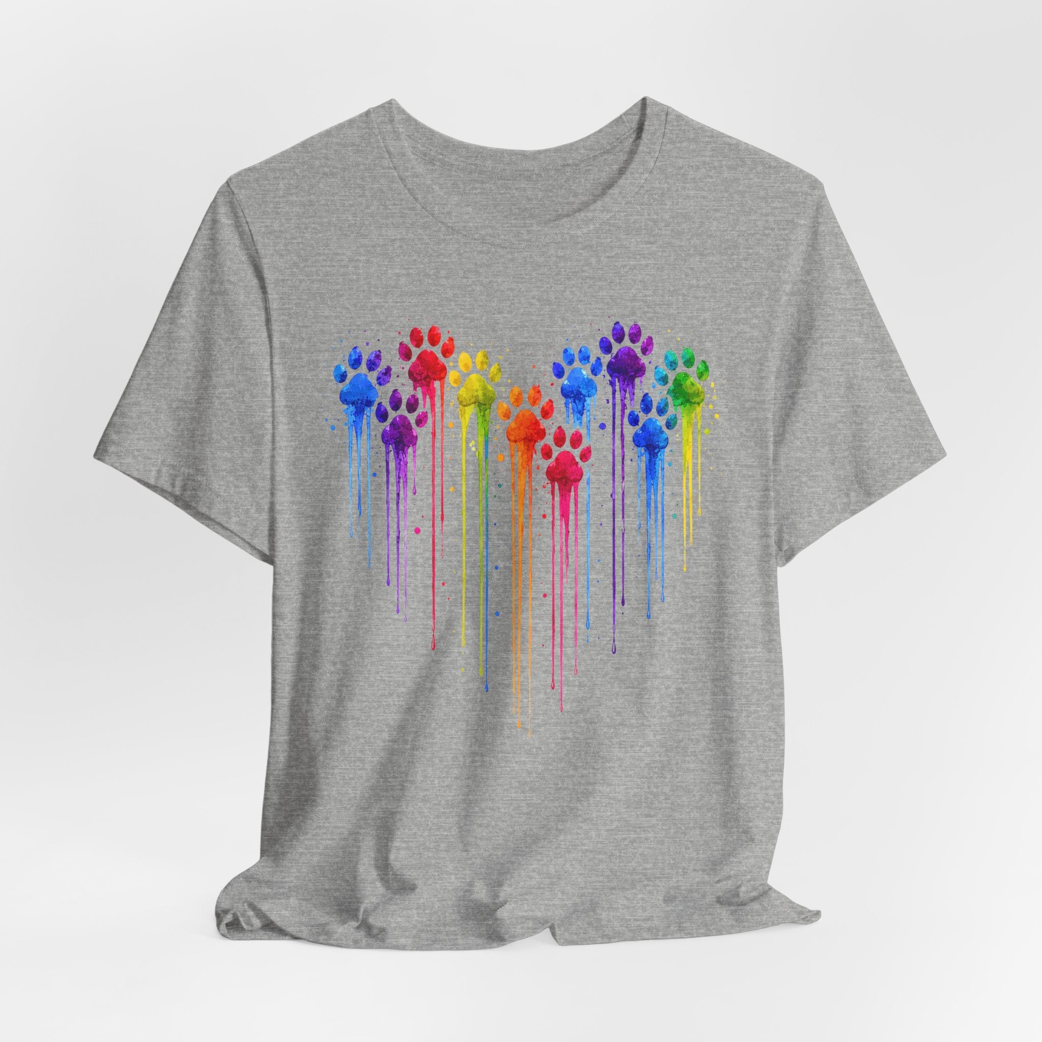 Colorful Heart Rainbow Paw Drip T-Shirt