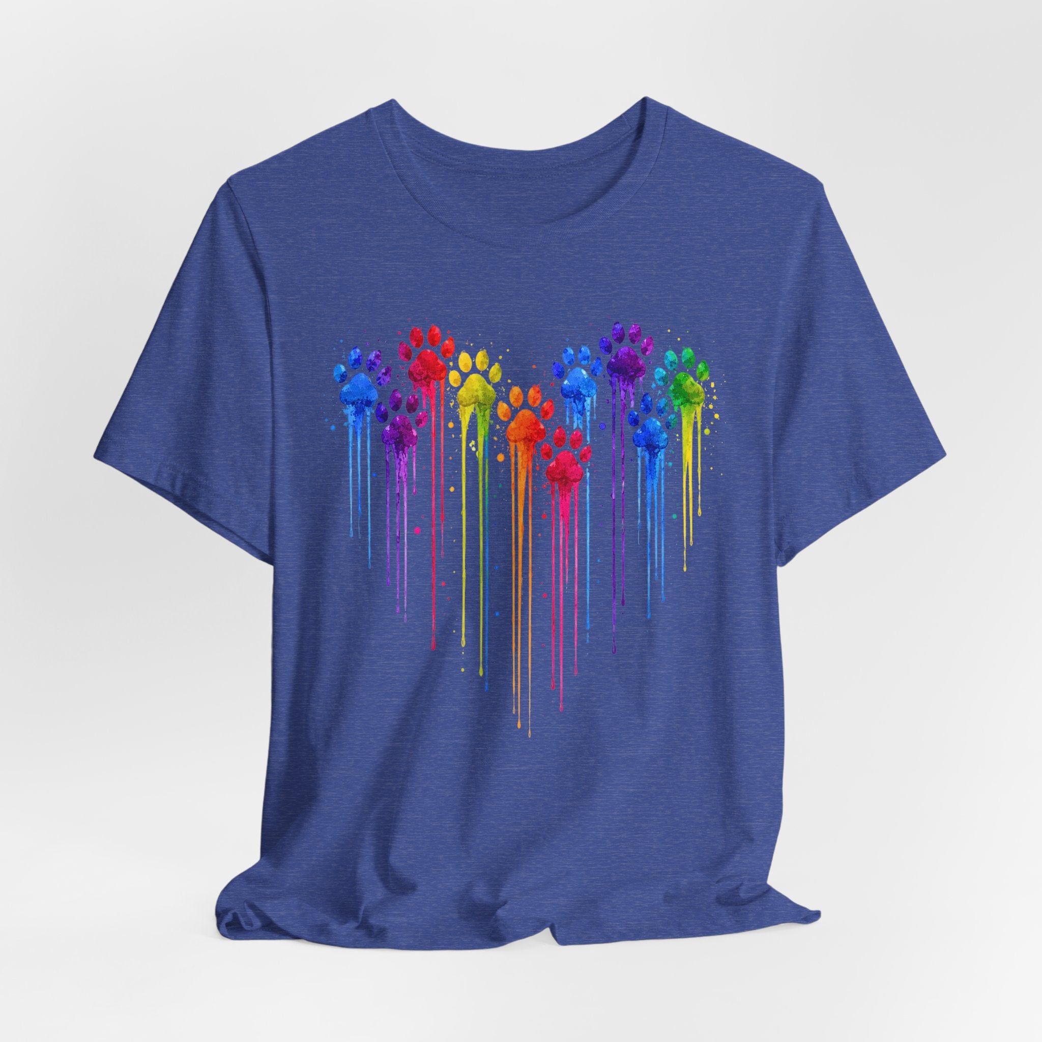 Colorful Heart Rainbow Paw Drip T-Shirt
