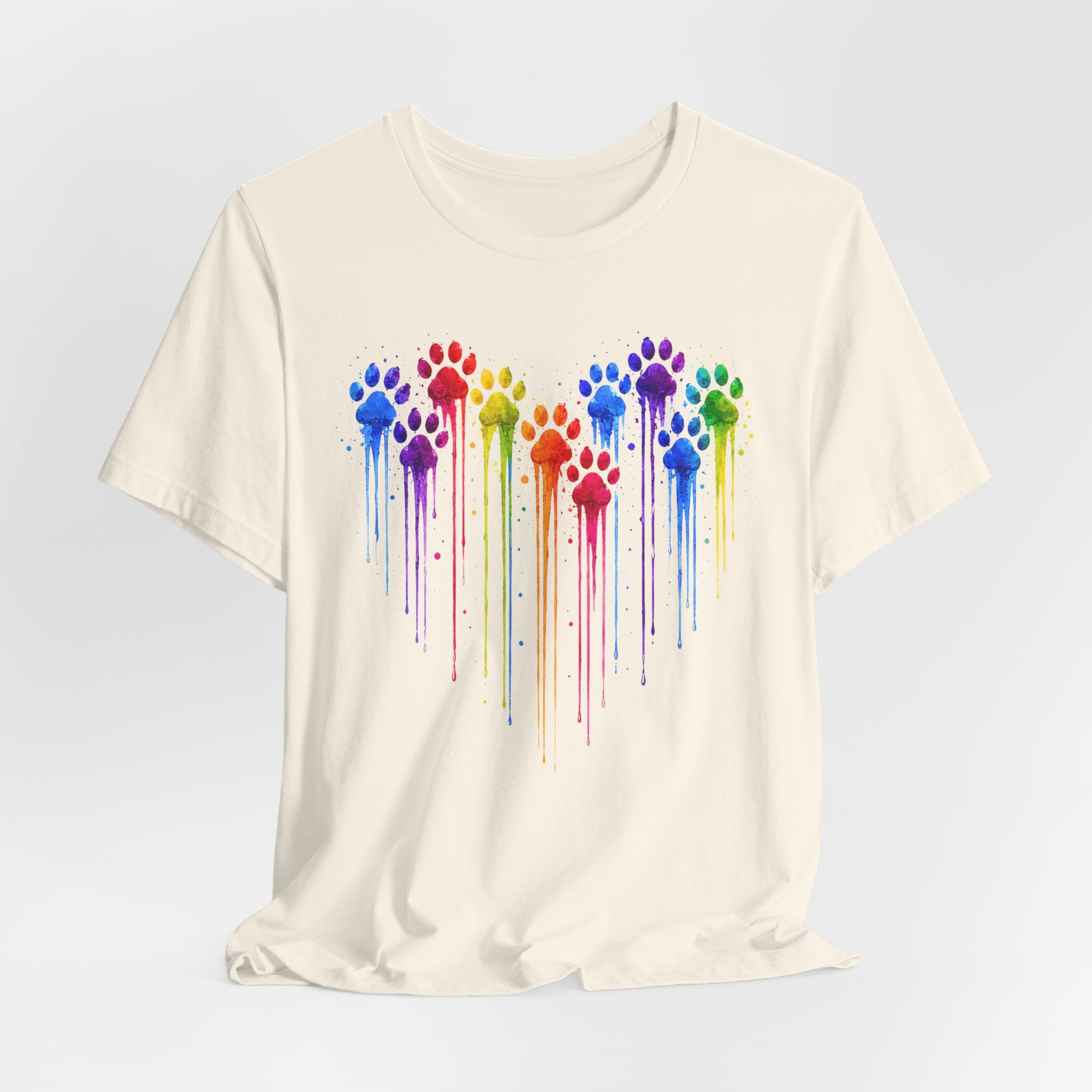 Colorful Heart Rainbow Paw Drip T-Shirt