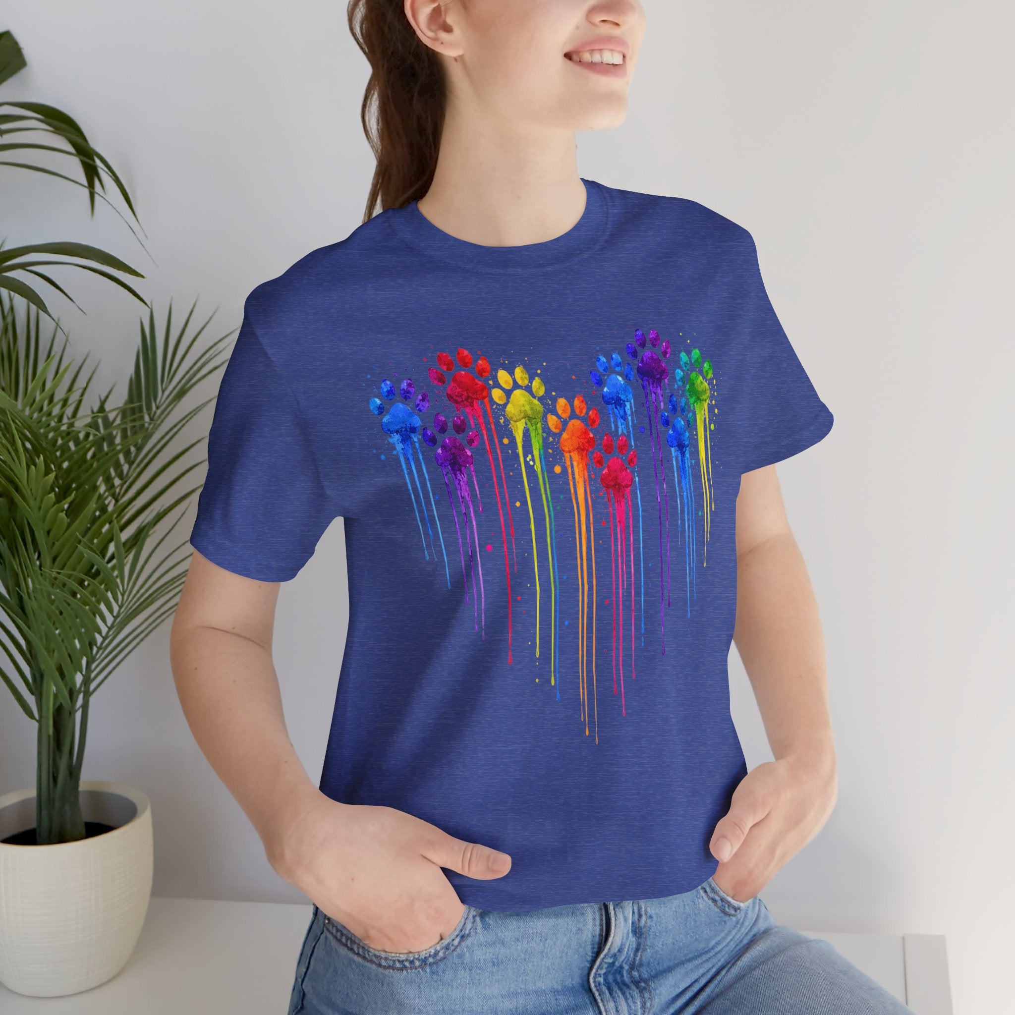 Colorful Heart Rainbow Paw Drip T-Shirt